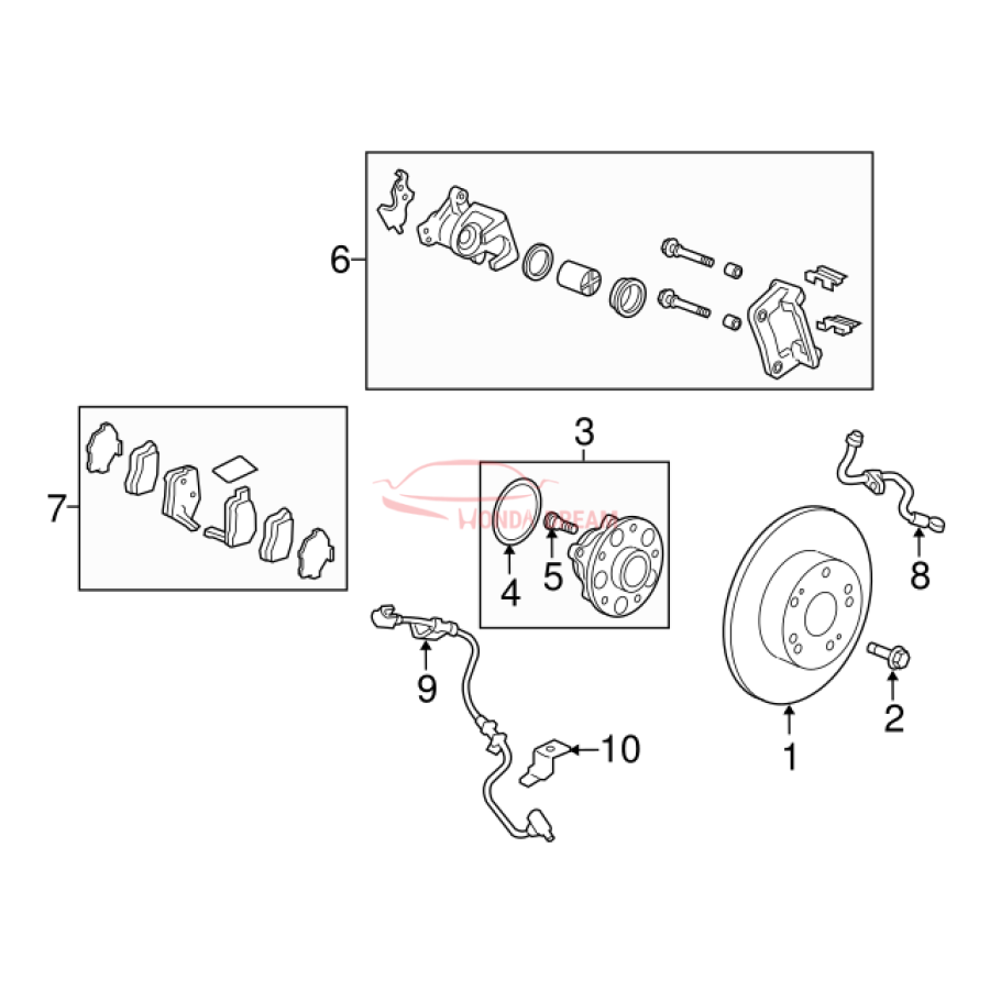 Hose Set, Rear Brake Left (01468-TP6-A00) - 3