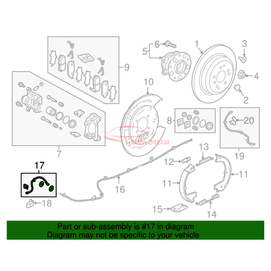 Hose Set, Rear Brake Left (01468-TZ5-A01) - 2