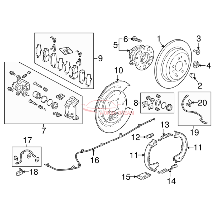 Hose Set, Rear Brake Left (01468-TZ5-A01) - 3