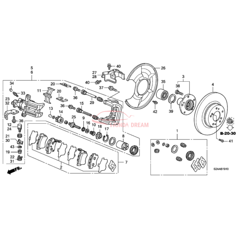 Rear caliper repair kit (01473-S2A-000) - 2