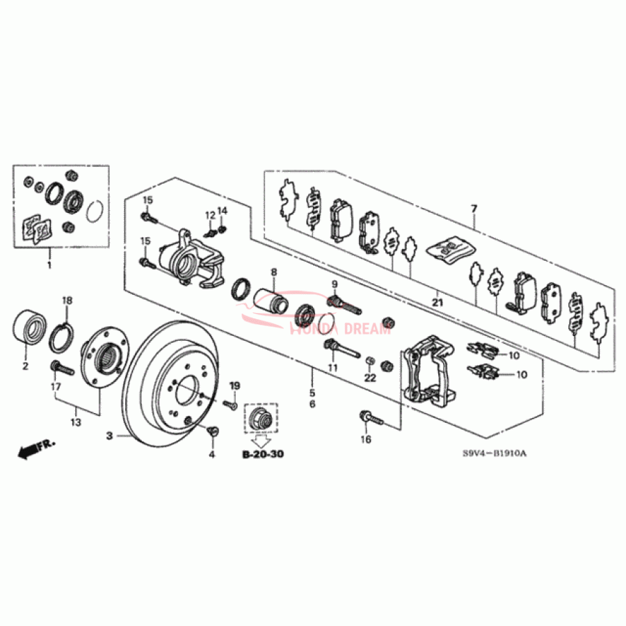 Rear caliper repair kit (01473-S3V-A00) - 1