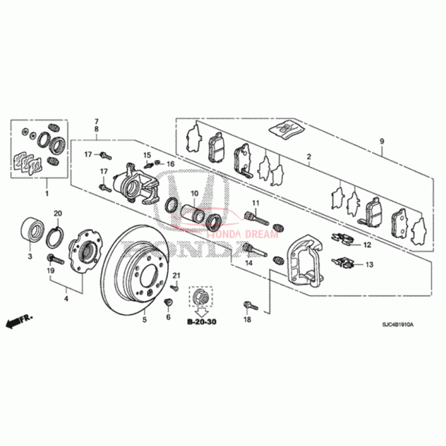 Rear caliper repair kit (01473-SHJ-A01) - 1