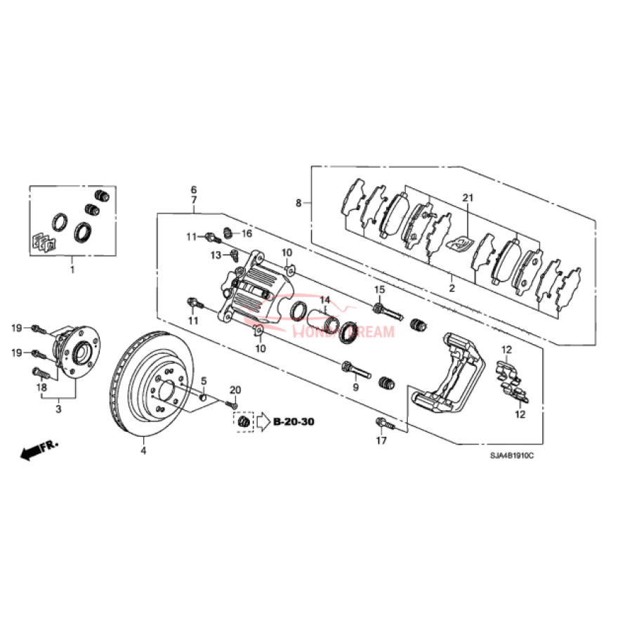 Rear caliper repair kit (01473-SJA-010) - 1