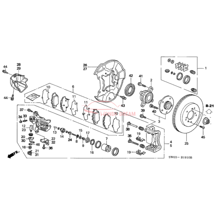 Rear caliper repair kit (01473-SL0-J01) - 1