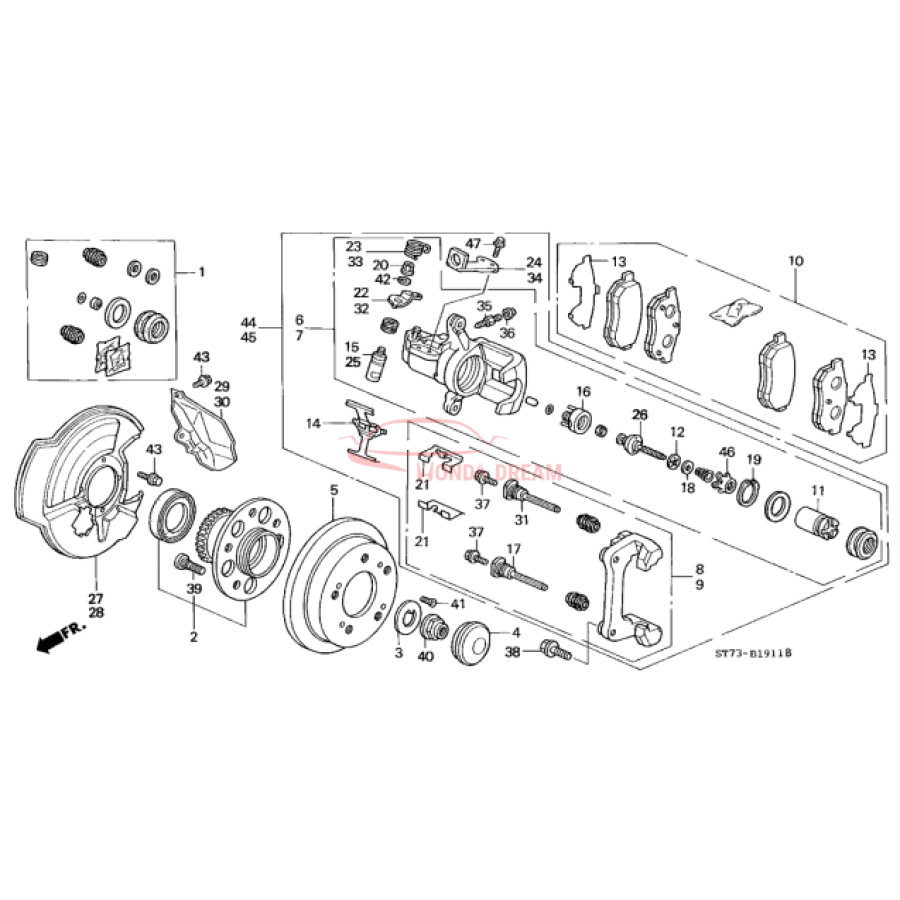 Rear caliper repair kit (01473-SN7-010) - 2