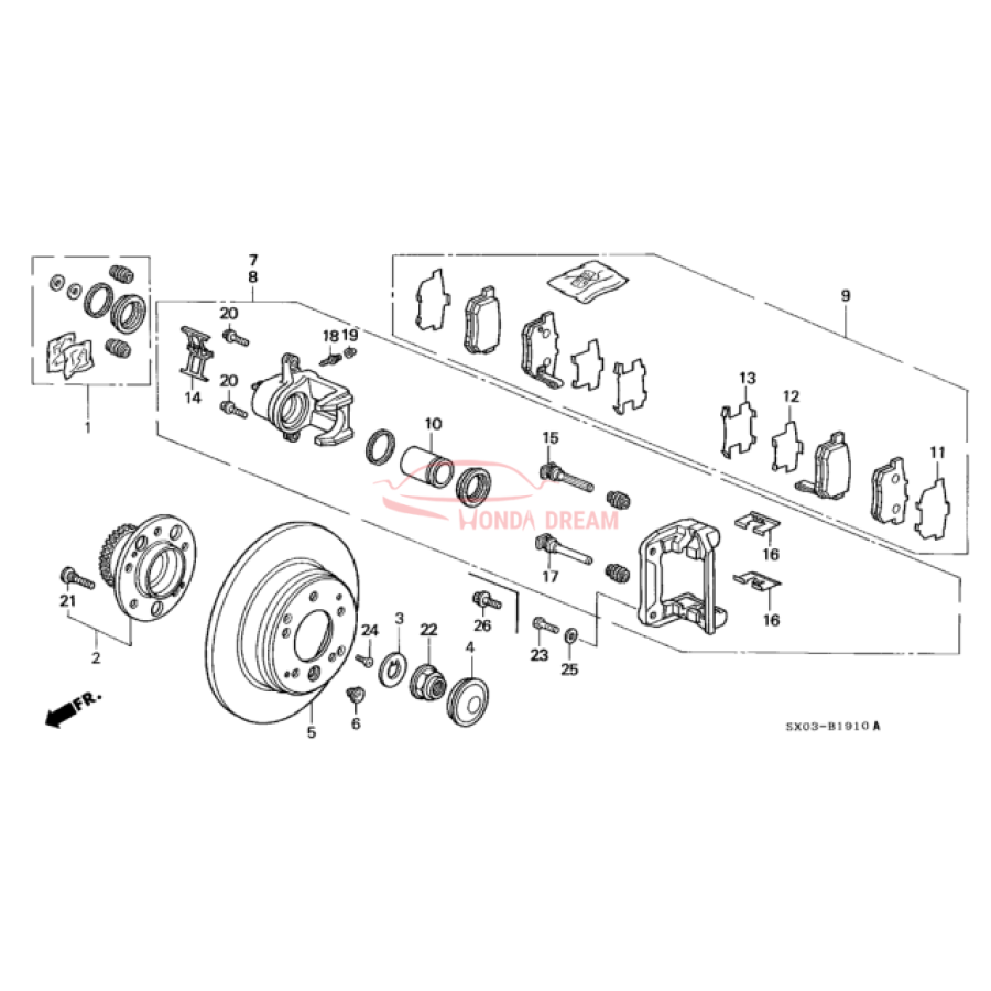 Rear caliper repair kit (01473-SP0-000) - 2