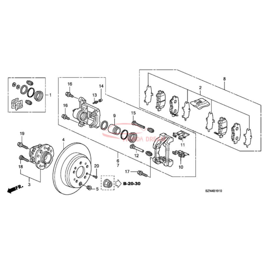 Rear caliper repair kit (01473-STX-A01) - 3