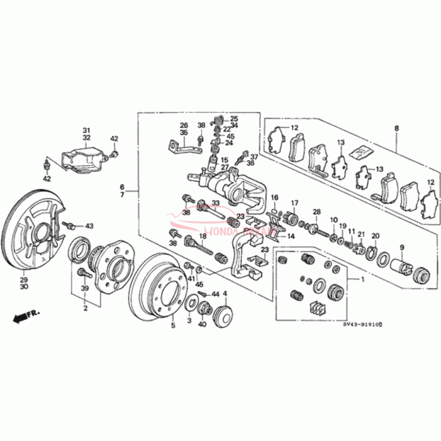 Rear caliper repair kit (01473-SV4-000) - 1