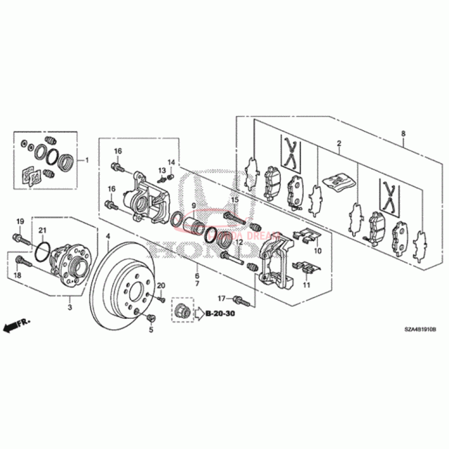 Rear caliper repair kit (01473-SZA-A01) - 1