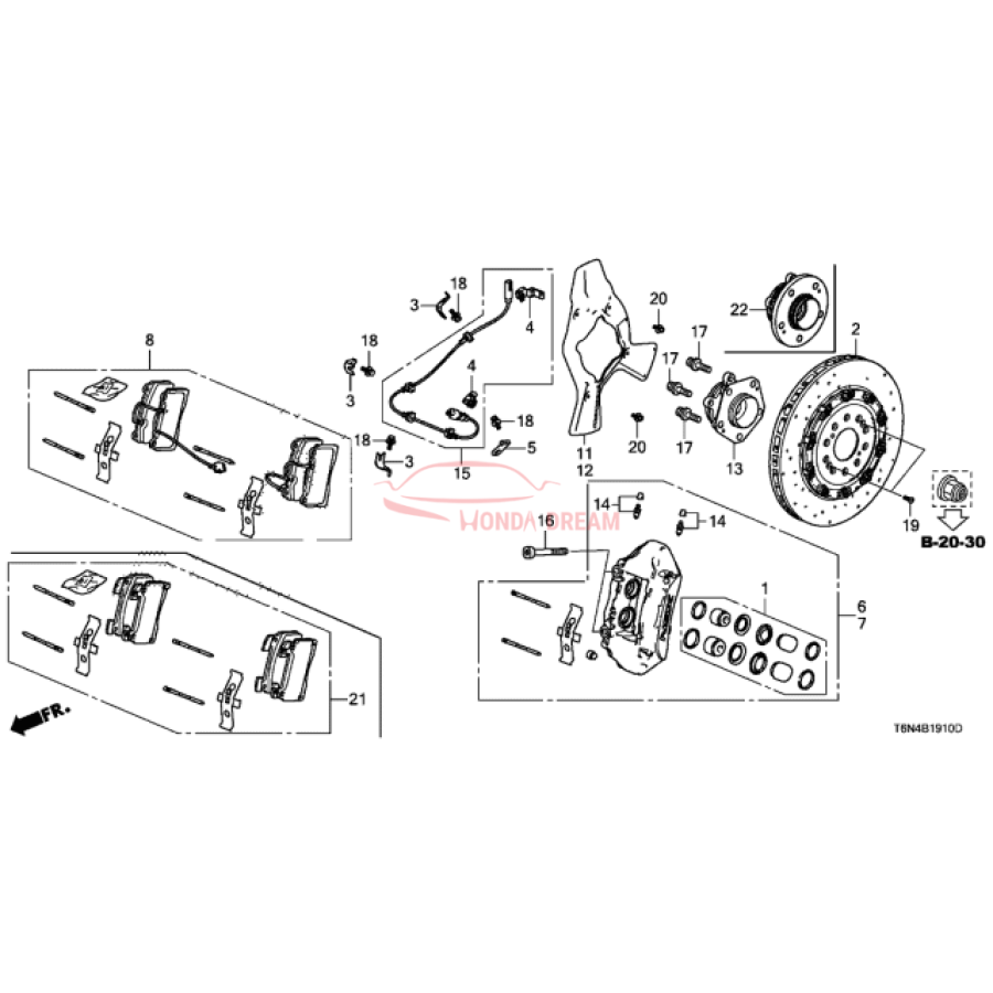 Rear caliper repair kit (01473-T6N-A01) - 1