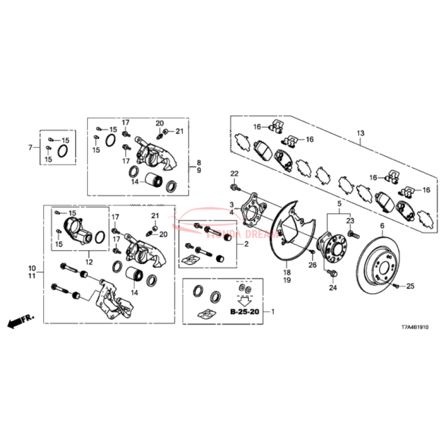 Rear caliper repair kit (01473-T7A-P00) - 1