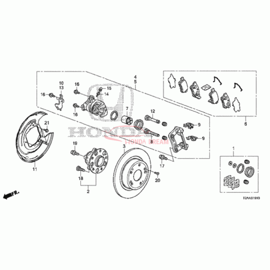 Rear caliper repair kit (01473-TA0-A51) - 1