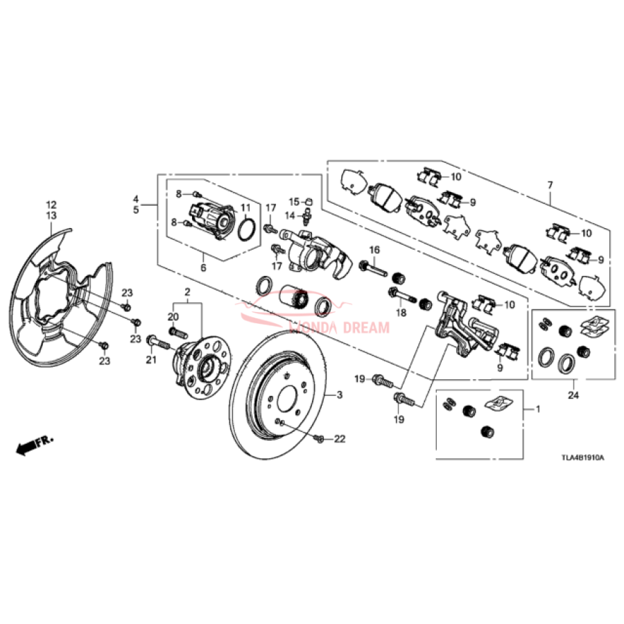 Rear caliper repair kit (01473-TLA-A01) - 2