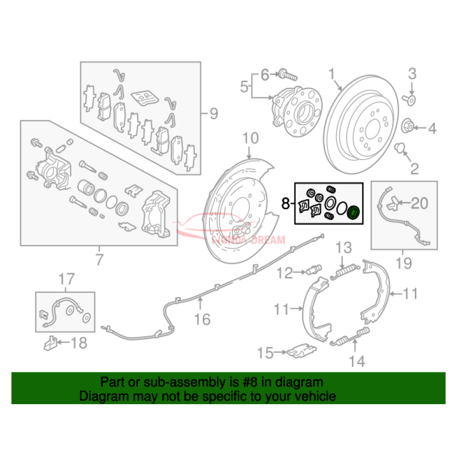 Rear caliper repair kit (01473-TZ5-A00) - 3