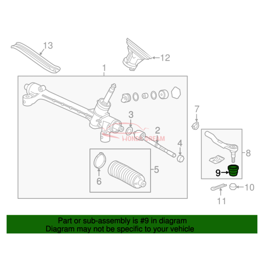 Boot, Tie Rod End (06535-T5A-305) - 2