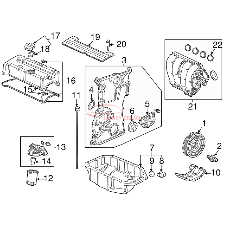 Cover Complete, Engine (12500-R40-A10) - 3