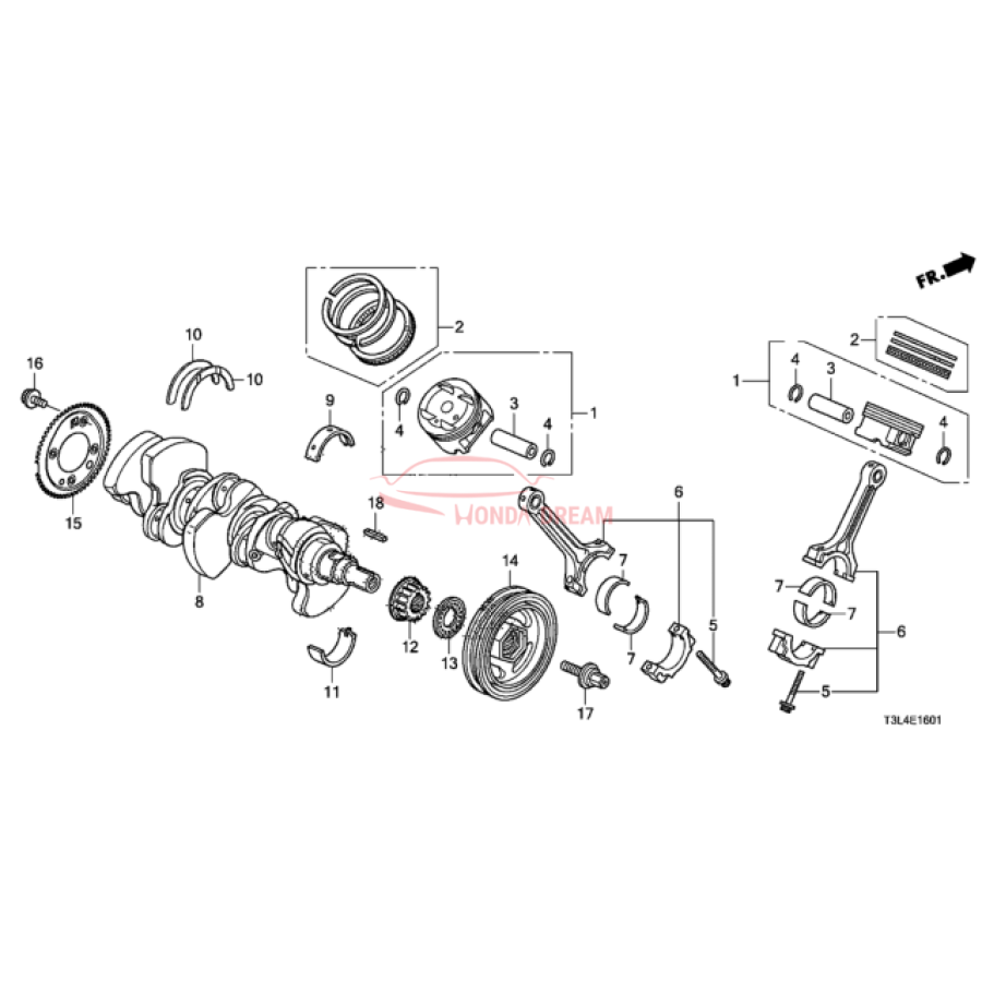 RING SET,PISTON (13011-5G0-A02) - 3