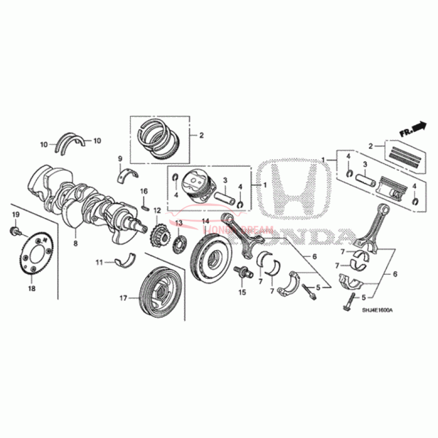 Ring Set, Piston (Over Size) (0.25) (13021-PGE-A01) - 1