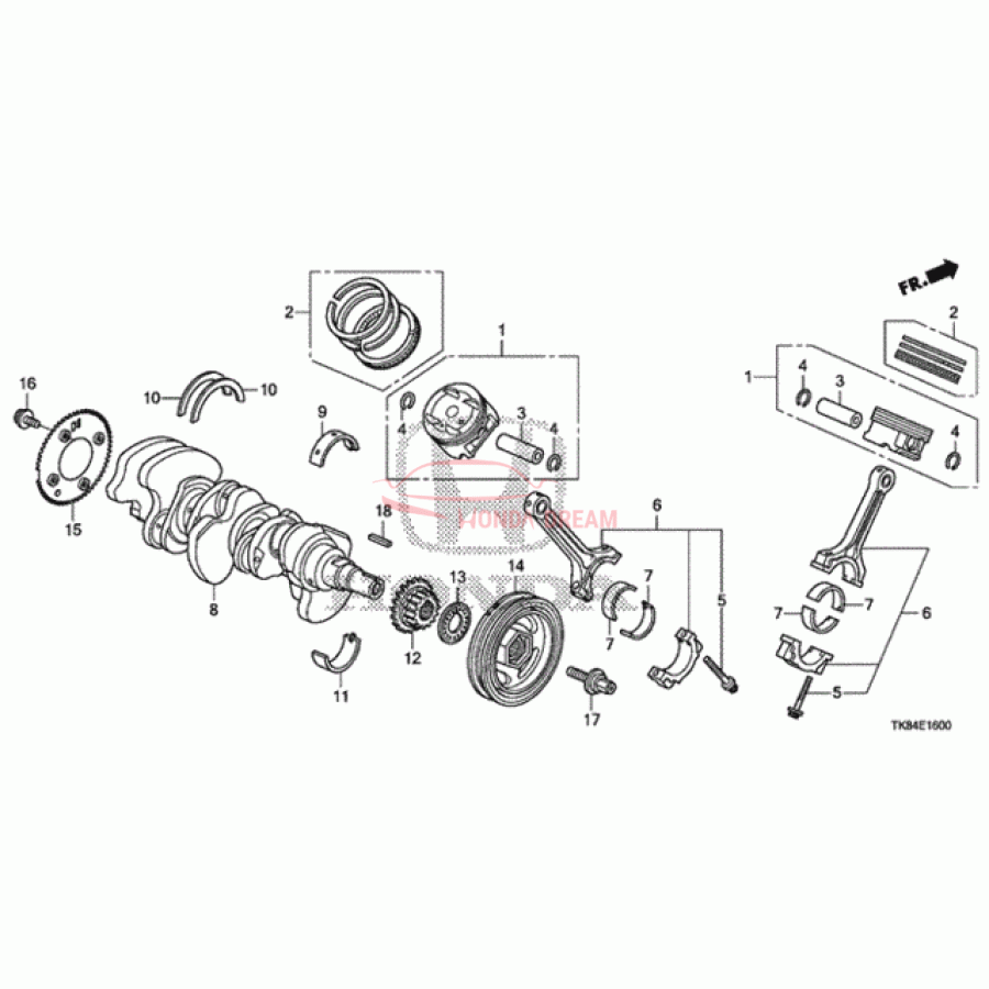 Ring Set, Piston (Over Size) (0.25) (13021-R70-A12) - 1