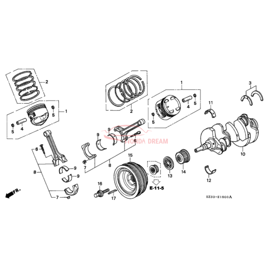 PIN, PISTON . (13111-P5A-000) - 1