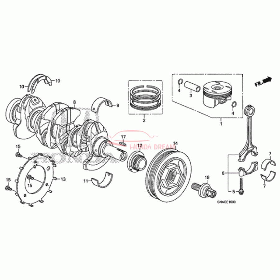 Вкладиш шатунний (коричневий) (13212-RNA-A02) - 1