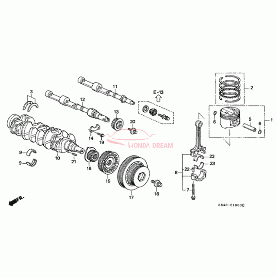 Вкладиш шатунний (коричневий) (13213-PAH-T01) - 1