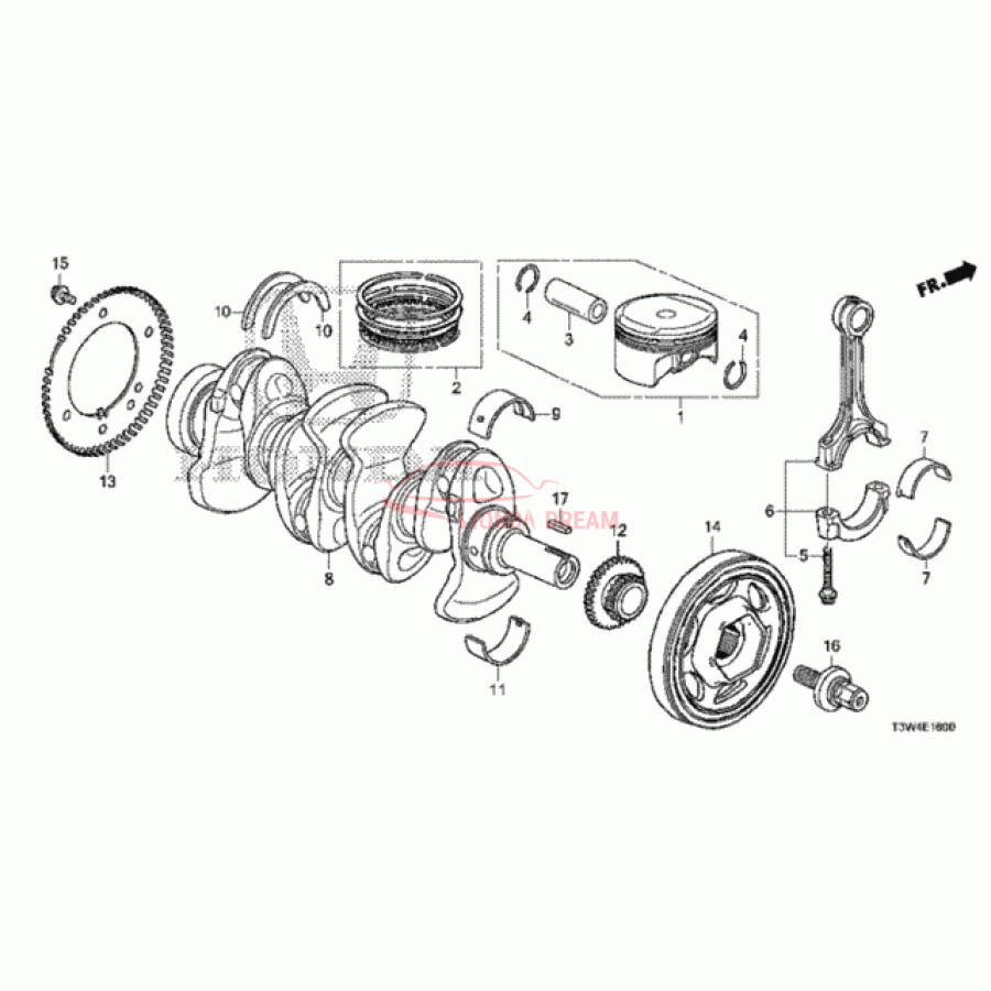 Bearing A, main upper blue (13321-5K0-A01) - 1