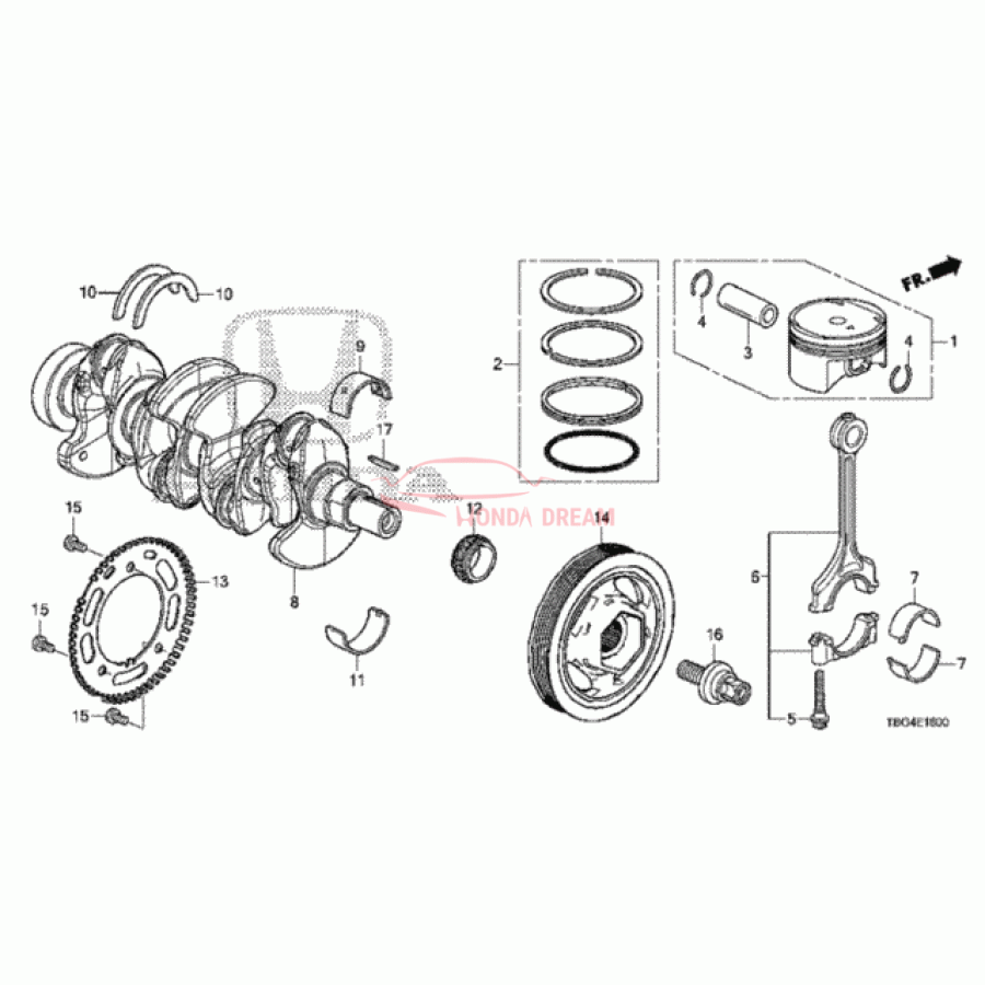 Bearing A, main upper blue (13321-6A0-A01) - 1