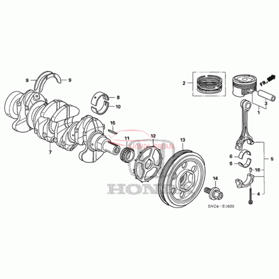 Bearing A, main upper blue (13321-PWA-004) - 1