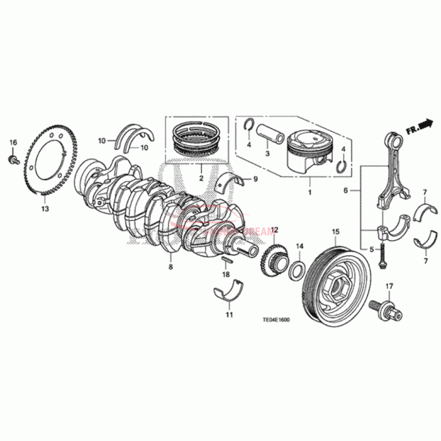 Bearing B, main upper black (13322-PRB-A01) - 1