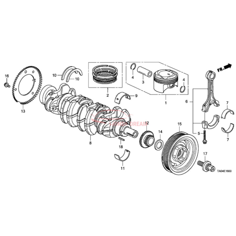 Bearing B, main upper black (13322-RAA-A02) - 1