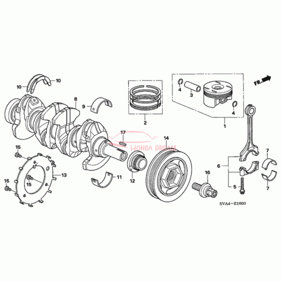 Bearing B, main upper black (13322-RNA-A01) - 1