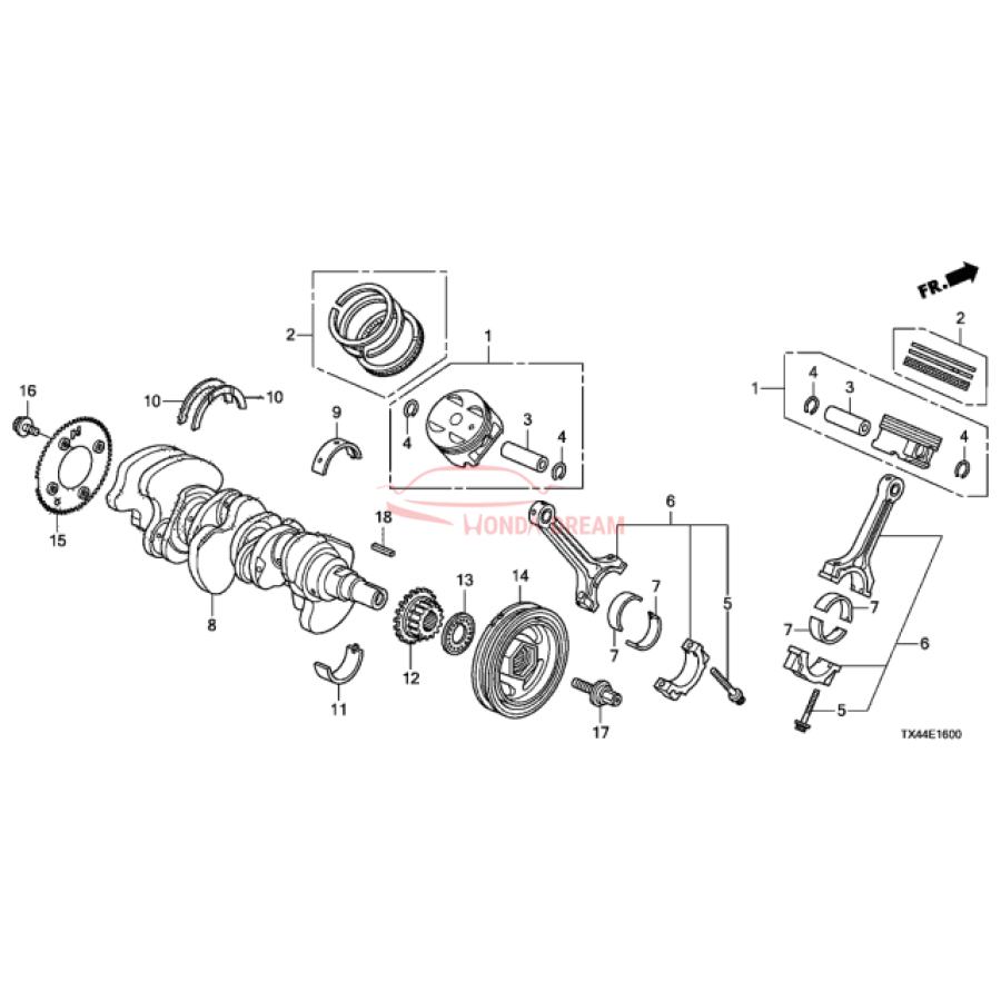 Bearing A, main upper brown (13322-RYE-A02) - 1
