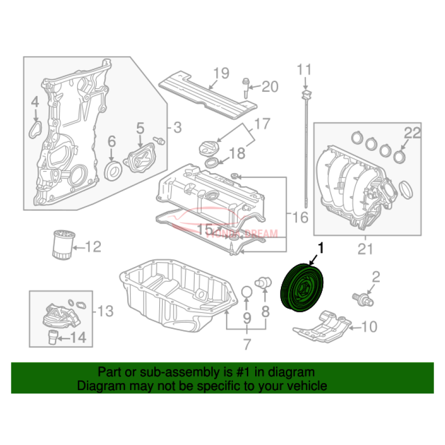 PULLEY COMP,CRANK (13810-R40-A01) - 2