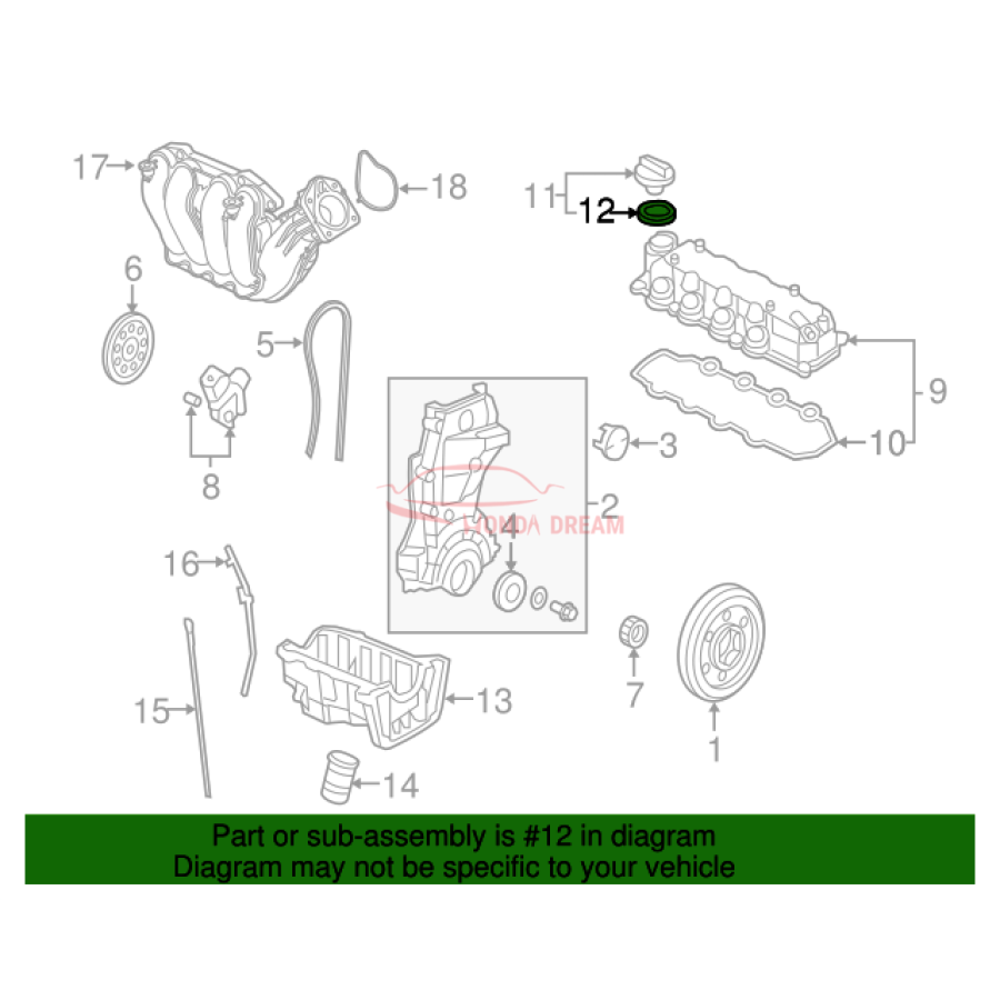 Кільце ущільнююче кришки маслозаливного отвору (15613-PLC-000) - 2