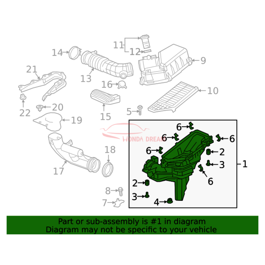 Корпус повітряного фільтра, нижній (17201-6L2-A01) - 3