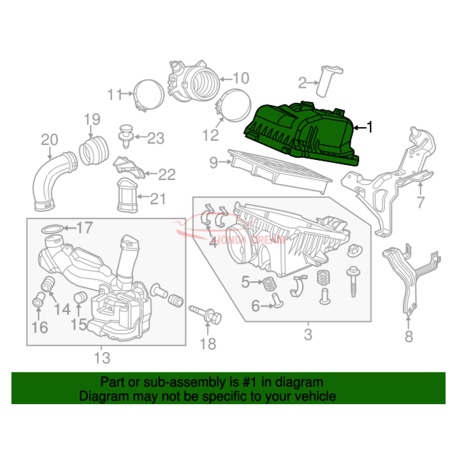 COVER COMP,AIR/C (17210-R1A-A01) - 3