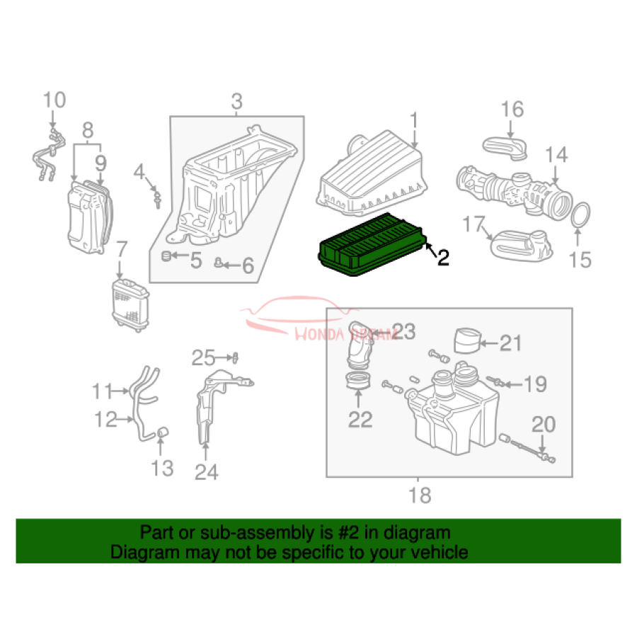 Air cleaner (17220-P8F-A00) - 3