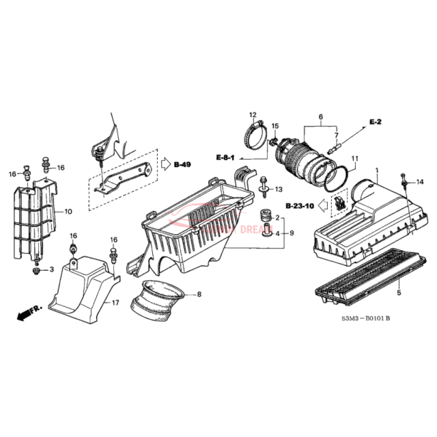 Air cleaner (17220-PGE-A00) - 3