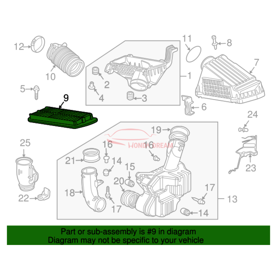 Air cleaner (17220-RCA-A00) - 2