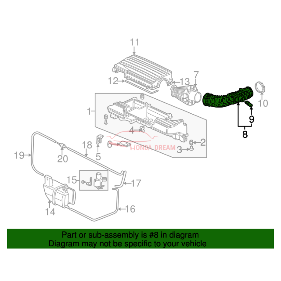 TUBE COMP,AIR FLO (17228-PCX-000) - 3