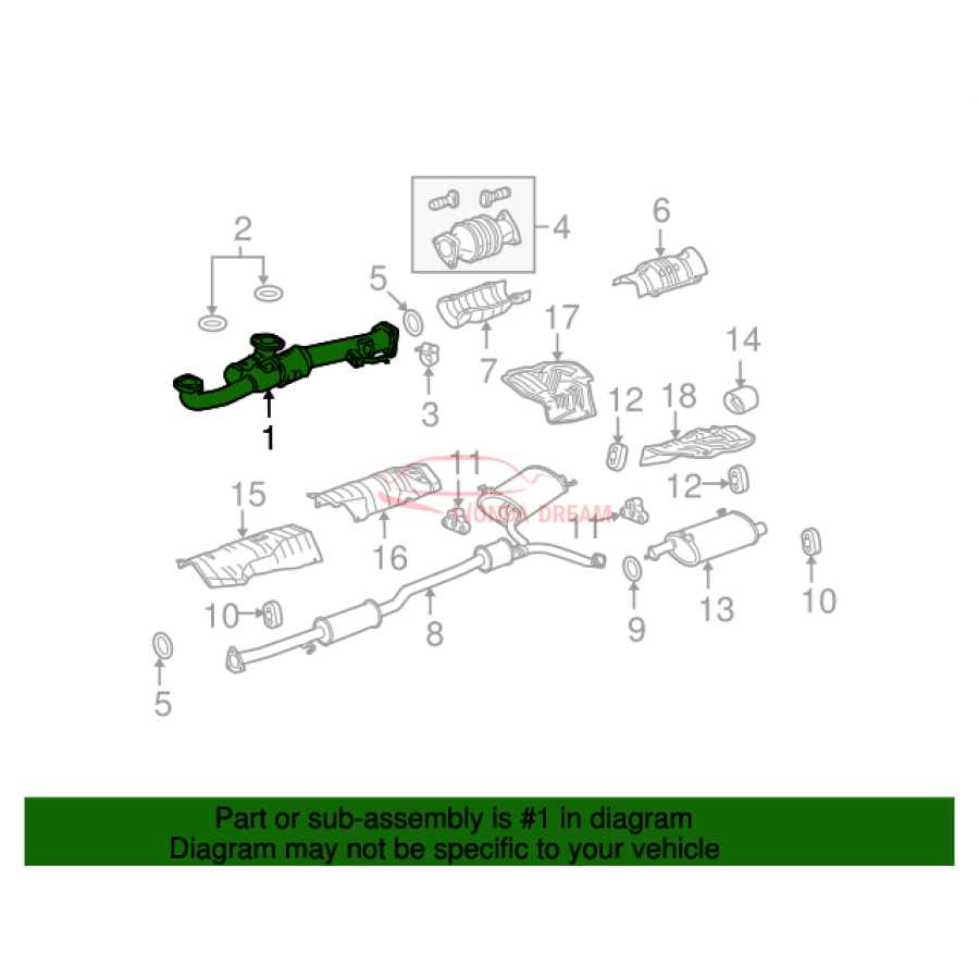 Exhaust Pipe, A (18210-TA6-A01) - 2