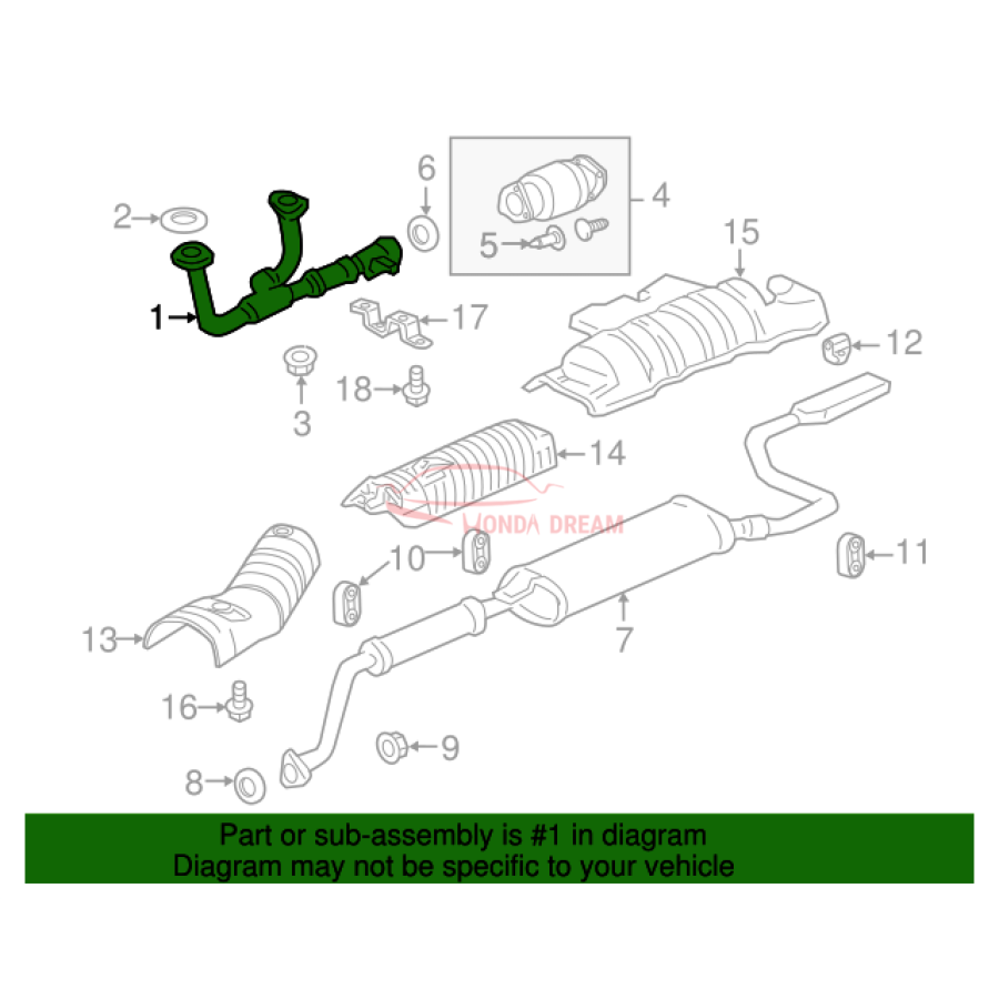 Exhaust Pipe, A (18210-TK8-A01) - 2