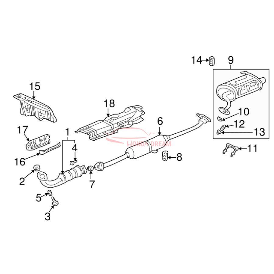 PIPE B,EXHAUST (18220-S9A-023) - 2