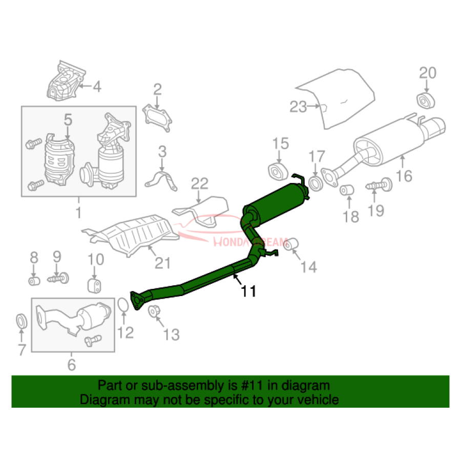 PIPE B,EXHAUST (18220-TS9-A02) - 2