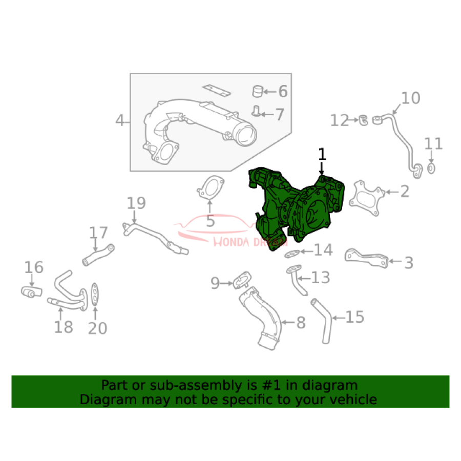 TURBOCHARGER ASSY (18900-5BF-A01) - 3