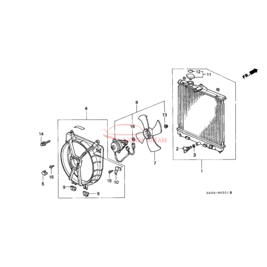 Радіатор системи охолодження двигуна (19010-P01-014) - 1