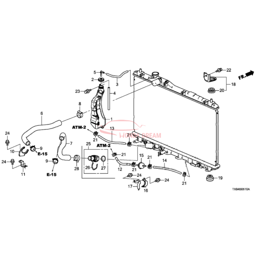 HOSE,RESERVE TANK (19103-R0A-000) - 2