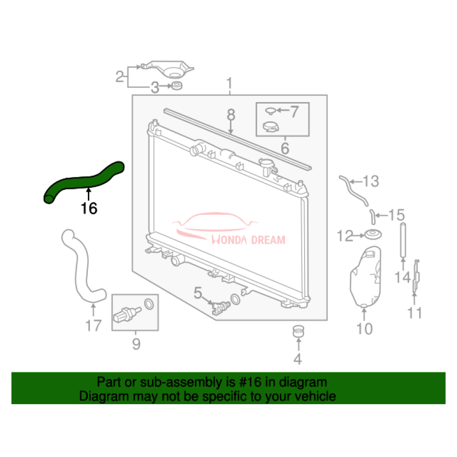 HOSE,WATER UPPER (19501-5A2-A01) - 2