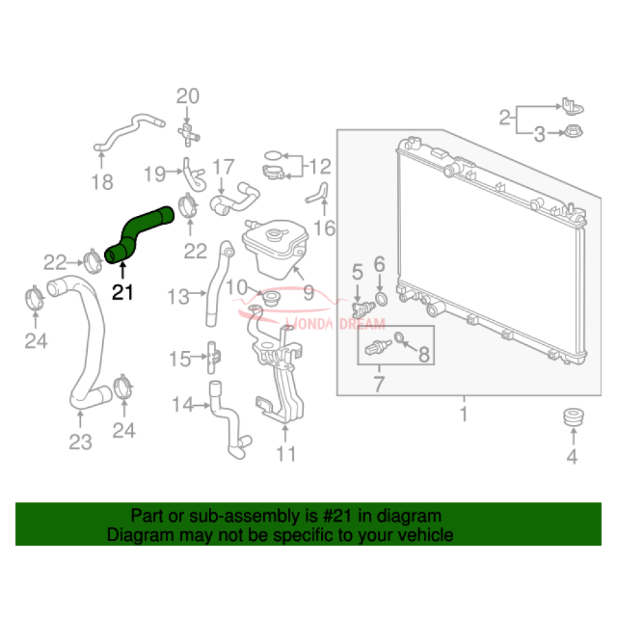 HOSE,WATER UPPER (19501-5PA-A00) - 2